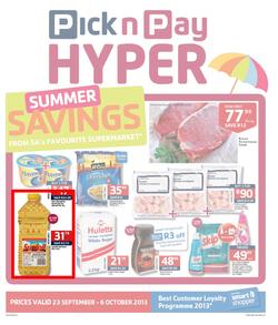 Pick N Pay Hyper Gauteng : Summer Savings From SA's Favourite Supermarket*(23 Sep - 6 Oct 2013), page 1