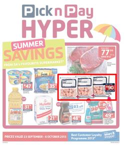 Pick N Pay Hyper Gauteng : Summer Savings From SA's Favourite Supermarket*(23 Sep - 6 Oct 2013), page 1