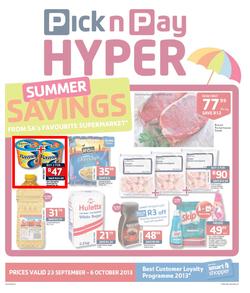Pick N Pay Hyper Gauteng : Summer Savings From SA's Favourite Supermarket*(23 Sep - 6 Oct 2013), page 1