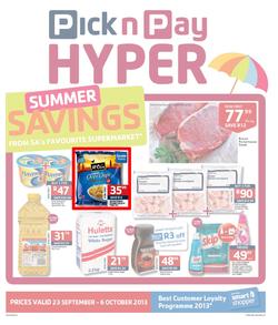 Pick N Pay Hyper Gauteng : Summer Savings From SA's Favourite Supermarket*(23 Sep - 6 Oct 2013), page 1