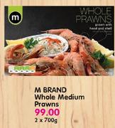 M Brand Whole Medium Prawns-2x700Gm
