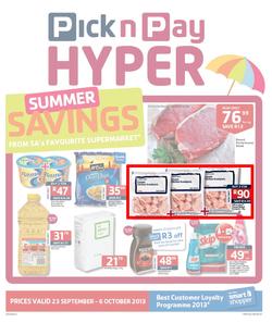 Pick N Pay Hyper Eastern Cape : Summer Savings (23 Sep - 6 Oct 2013), page 1
