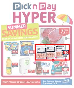 Pick N Pay Hyper Western Cape : Summer Savings (23 Sep - 6 Oct 2013), page 1