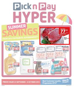 Pick N Pay Hyper KZN : Summer Savings (23 Sep - 6 Oct 2013), page 1