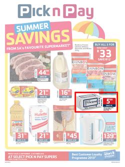 Pick N Pay Gauteng : Summer Savings (23 Sep - 6 Oct 2013), page 1