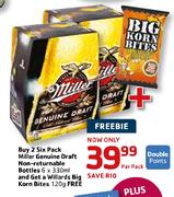 2 Six Pack Miller Genuine Draft Non-Returnable Bottle-6x330ml
