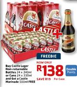 Castle Lager Non-Returnable Bottles-24x340ml Or Cans-24x330ml 