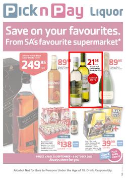 Pick N Pay : Liquor (25 Sep - 6 Oct 2013), page 1
