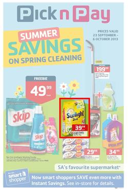 Pick N Pay : Summer Savings On Spring Cleaning (23 Sep - 6 Oct 2013), page 1