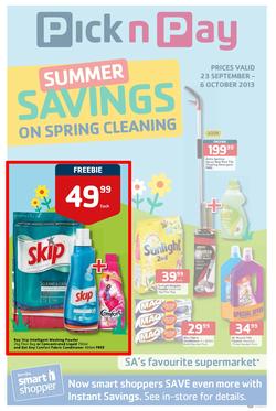 Pick N Pay : Summer Savings On Spring Cleaning (23 Sep - 6 Oct 2013), page 1