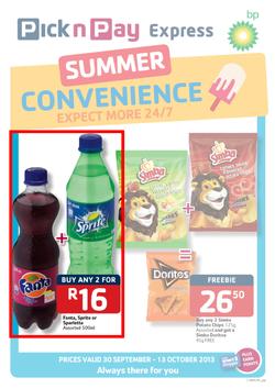 Pick N Pay Express Eastern Cape : Summer Convenience (30 Sep - 13 Oct 2013), page 1