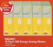 Radiant 10 Pack 11W Energy Saving Globes