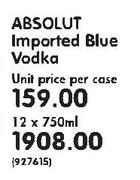 Absolut Imported Blue Vodka-12 x 750ml