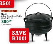 Fireside No. 3 3-Leg Cast Iron Potjie-Each