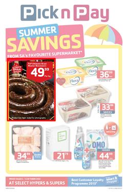 Pick N Pay Eastern Cape : Summer Savings (8 Oct - 13 Oct 2013), page 1