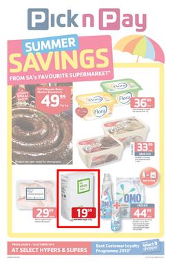 Pick N Pay Western Cape : Summer Savings (8 Oct - 13 Oct 2013), page 1