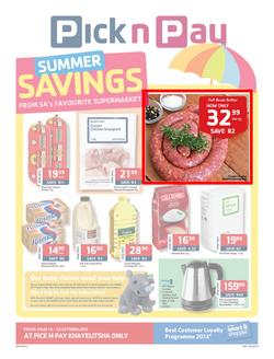 Pick N Pay Western Cape : Summer Savings (15 Oct - 20 Oct 2013), page 1