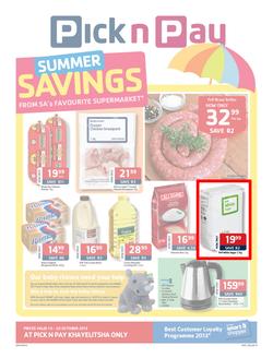 Pick N Pay Western Cape : Summer Savings (15 Oct - 20 Oct 2013), page 1