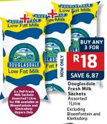 Douglasdale Fresh Milk Sachets Assorted-3x1ltr