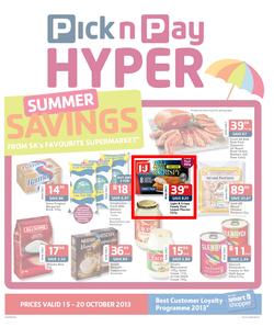 Pick N Pay Hyper Gauteng : Summer Savings (15 Oct - 20 Oct 2013), page 1