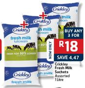 Crickley Fresh Milk Sachets Assorted-3 x 1L