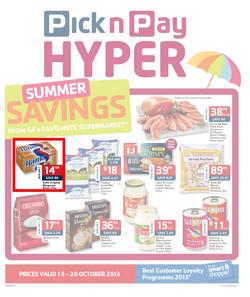 Pick N Pay Hyper Eastern Cape : Summer Savings (15 Oct - 20 Oct 2013), page 1