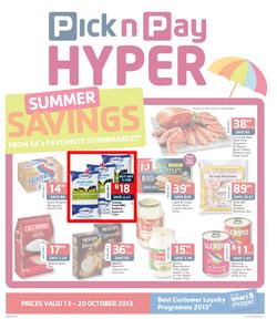 Pick N Pay Hyper Eastern Cape : Summer Savings (15 Oct - 20 Oct 2013), page 1