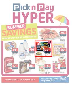 Pick N Pay Hyper KZN : Summer Savings (15 Oct - 20 Oct 2013), page 1