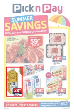Pick N Pay Gauteng : More Summer Savings (15 Oct - 20 Oct 2013), page 1