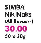Simba Nik Naks(All Flavours)-50x20Gm