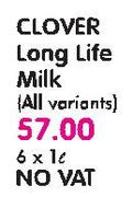 Clover Long Life Milk(All variants)-6x1L
