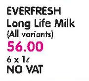 Everfresh Long Life Milk(All Variants)-6 x 1Ltr