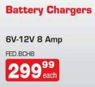 Auto Kraft Battery Chargers 6V-12V 8Amp(FED.BCH8)-Each