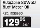 Auto Zone 20W50 5L Motor Oil(AZC.1022920)-Each