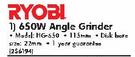 Ryobi 650 Angle Grinder(HG-650)