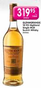 Glenmorangie 10 Yo Highland Single Malt Scotch Whisky-1 x 750ml