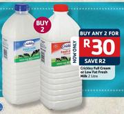 Crickley Full Cream Or Low Fat Fresh Milk-2x2ltr 