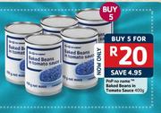 PnP No Name Baked Beans In Tomato Sauce-5x400g