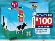 First Choice Long Life Milk Assorted-2x6x1ltr