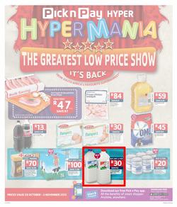 Pick N Pay Hyper Eastern Cape : Hypermania (28 Oct - 3 Nov 2013), page 1