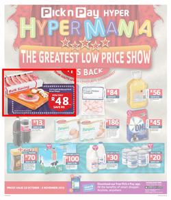 Pick N Pay Hyper KZN : Hypermania (28 Oct - 3 Nov 2013), page 1