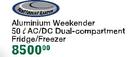 National Luna 50Ltr Aluminium WeekenderAC/DCDual Compartment Fridge/Freezer-Each