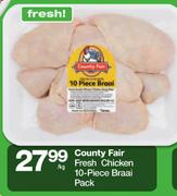 Country Fair Fresh Chicken 10-Piece Braai Pack-Per Kg