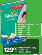 Pamper Active Baby Jumbo Pak Weggooidoeke-Per Pack