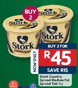 Stork Country Spread Medium Fat Spread Tub-2 x 1kg
