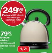 Platinum 360Deg. Classic Roomkleurige Koordlose Ketel-1.7Ltr