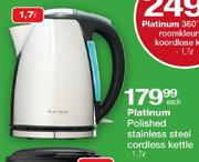 Platinum Polished Stainless Steel Cordless Kettle-1.7Ltr