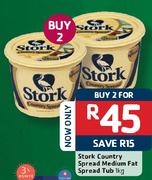 Stork Country Spread Medium Fat Spread Tub-2x1Kg