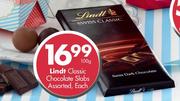 Lindt Classic Chocolate Slabs Assorted-100g Each
