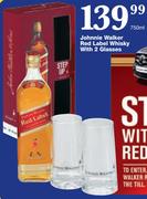Johnnie Walker Red Label Whisky With 2 Glasses-750ml Each